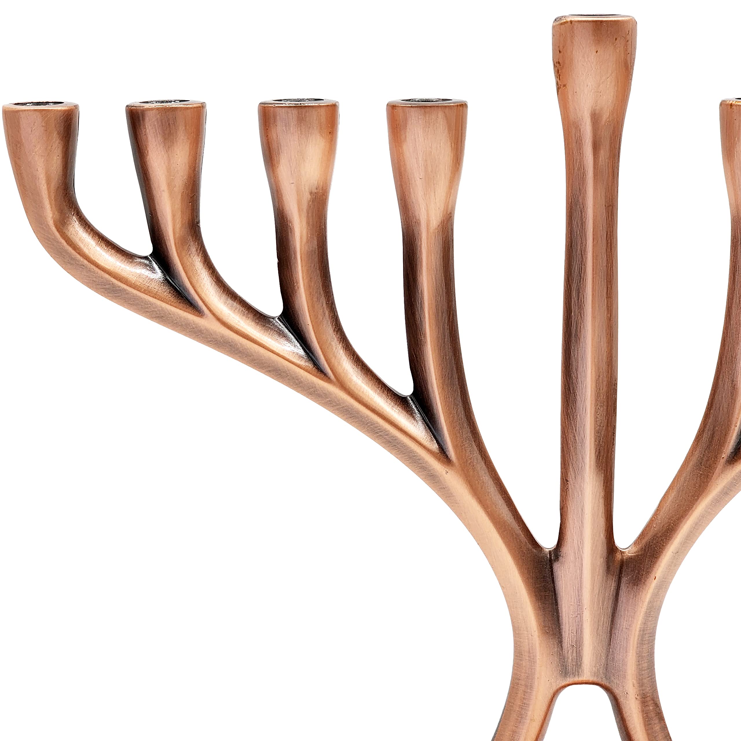 Contemporary Hanukkah Menorah, Polished, Non-tarnishing, Holds Most Hanukkah Candles (Copper) - Image 4