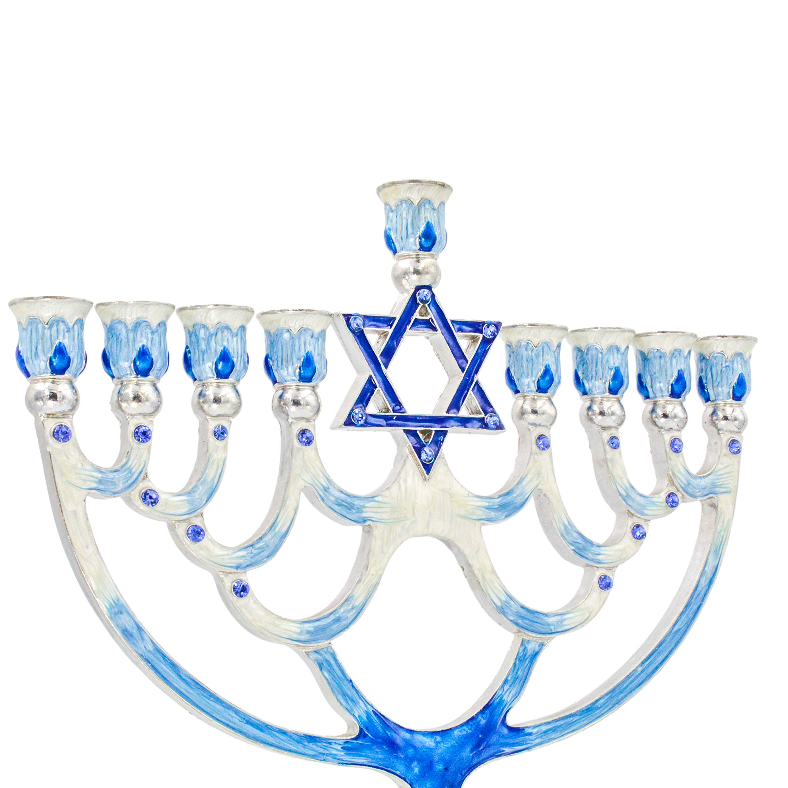 Enameled Menorah with Jeweled Accents, 12 inch High, The Dreidel Company - Image 3
