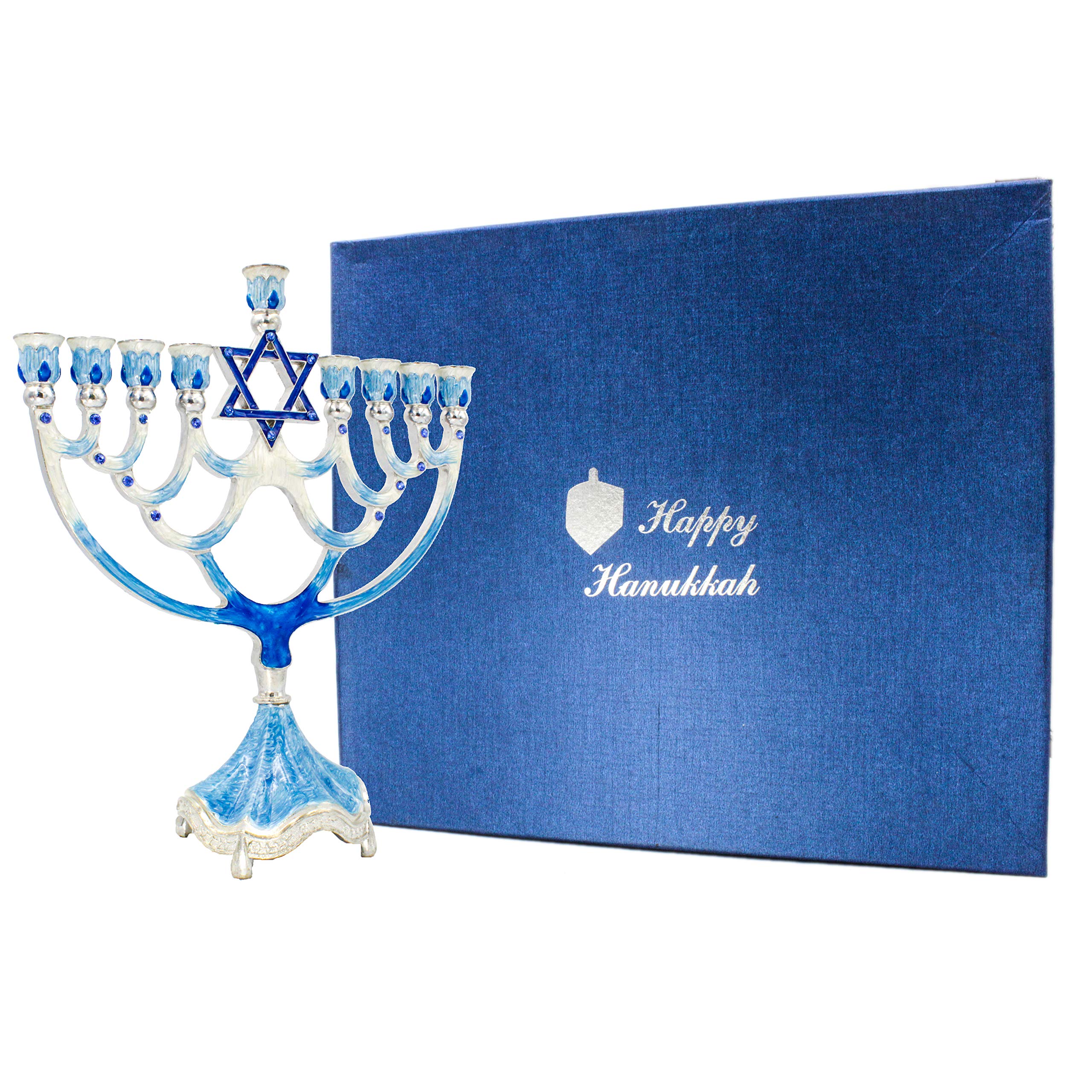 Enameled Menorah with Jeweled Accents, 12 inch High, The Dreidel Company - Image 6
