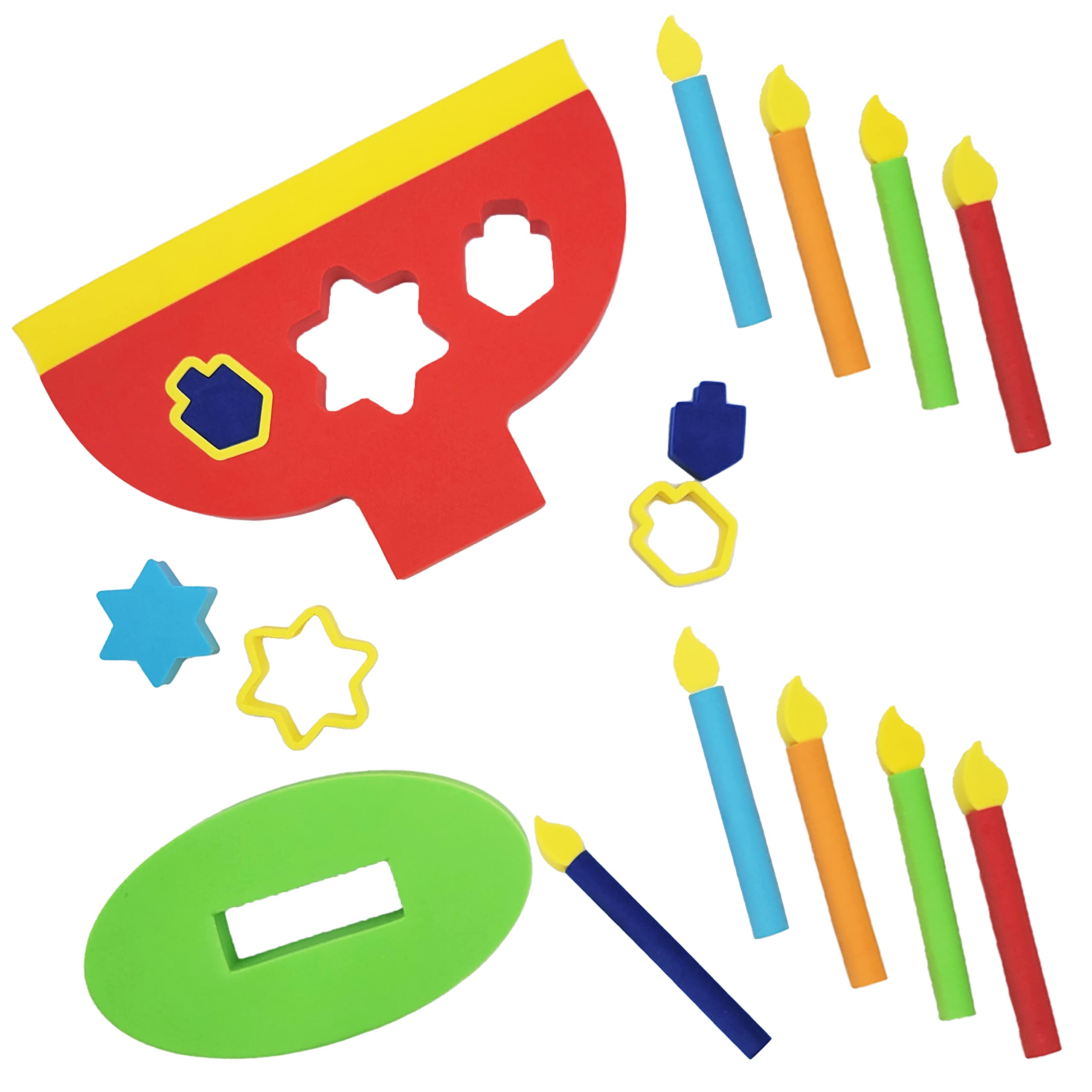 Hanukkah Foam Toy Menorah with Removable Candles and Dreidel Design (Single-Pack) - Image 3