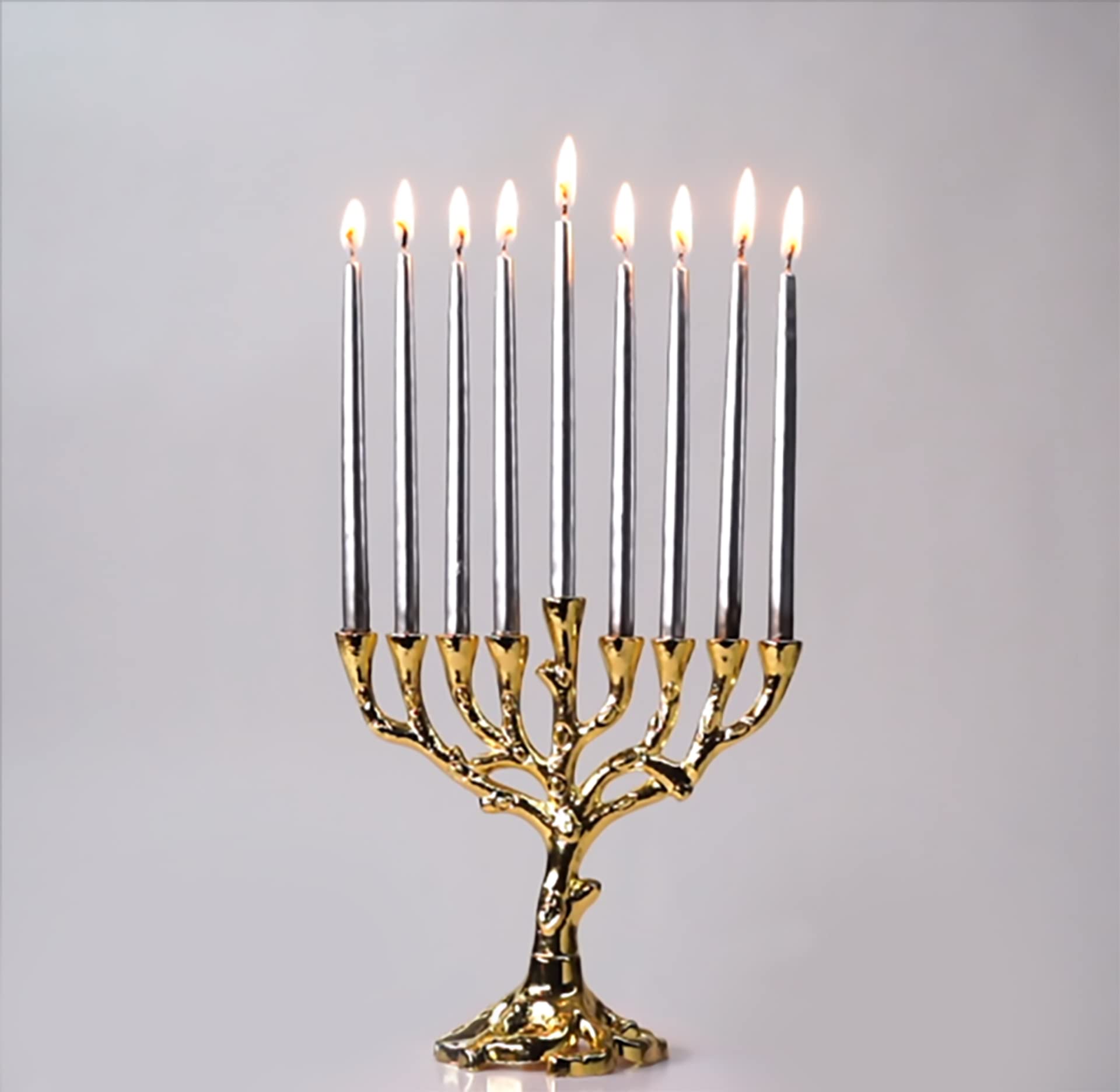 Hanukkah Menorah Tree of Life Mini, Gold Finish for Chanukah, Fits Most Standard Hanukkah Candles - Image 4