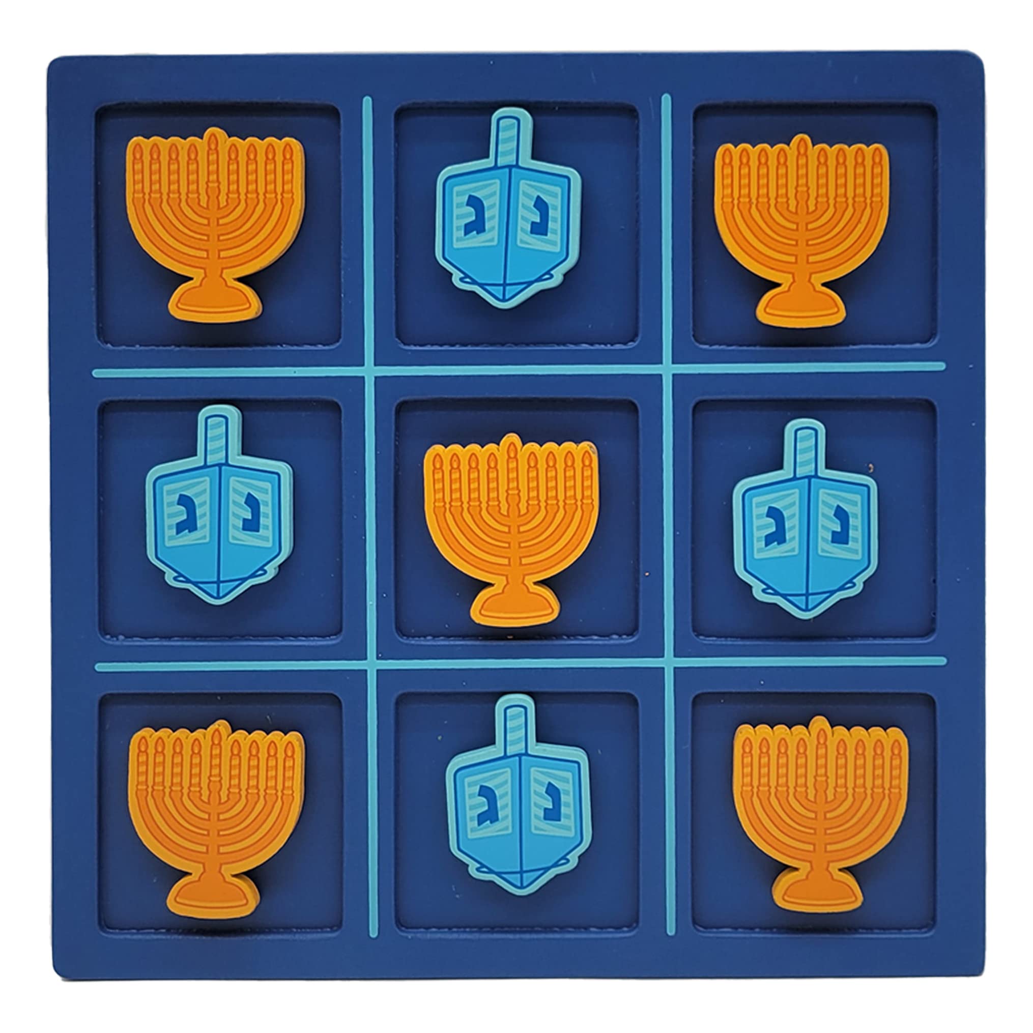 Hanukkah Tic-Tac-Toe Game, 8" x 8" Inch Jewish Board Game Wooden Display Chanukah Gifts for Kids Party Favors Judaism A Perfect Family-Friendly Party Game Fun & Educational Festival of Lights - Image 4