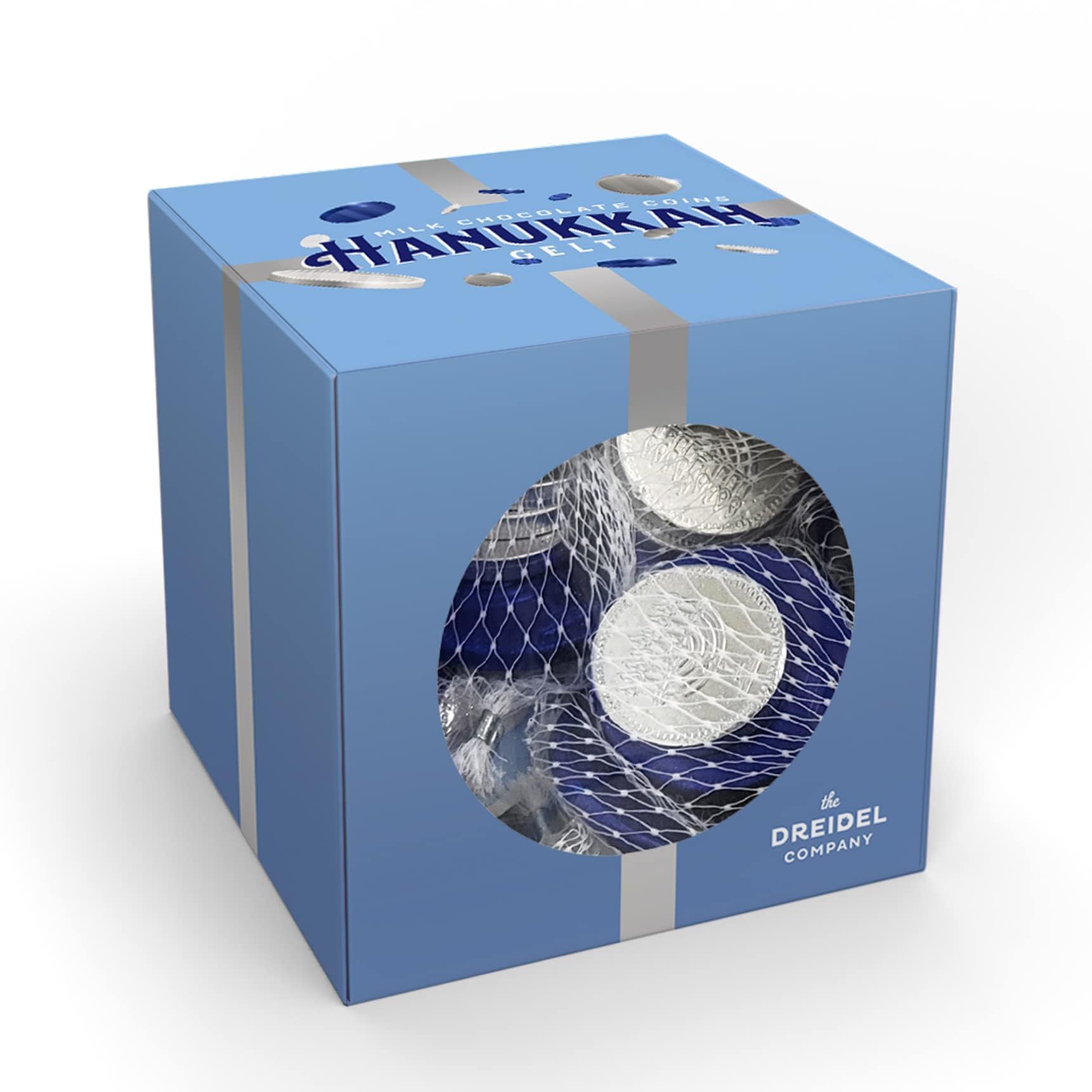 The Dreidel Company 10 Mesh Bags Original Hanukkah Chocolate Gelt Blue & Silver Coins in Mesh Bags, Made with Premium Belgian Milk Chocolate, Gluten Free, Non-GMO, Kosher Certified Dairy - Image 5