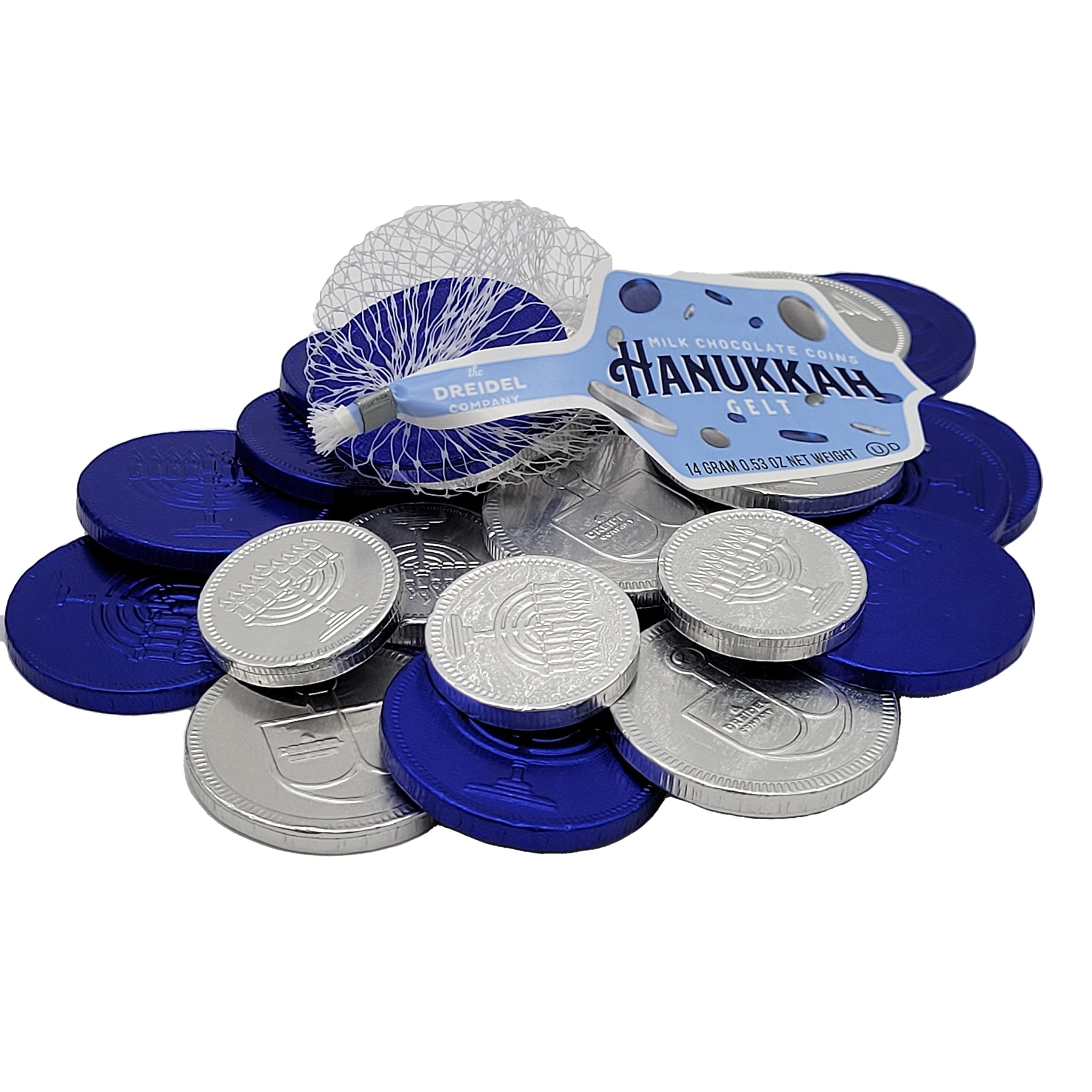 The Dreidel Company 10 Mesh Bags Original Hanukkah Chocolate Gelt Blue & Silver Coins in Mesh Bags, Made with Premium Belgian Milk Chocolate, Gluten Free, Non-GMO, Kosher Certified Dairy - Image 6