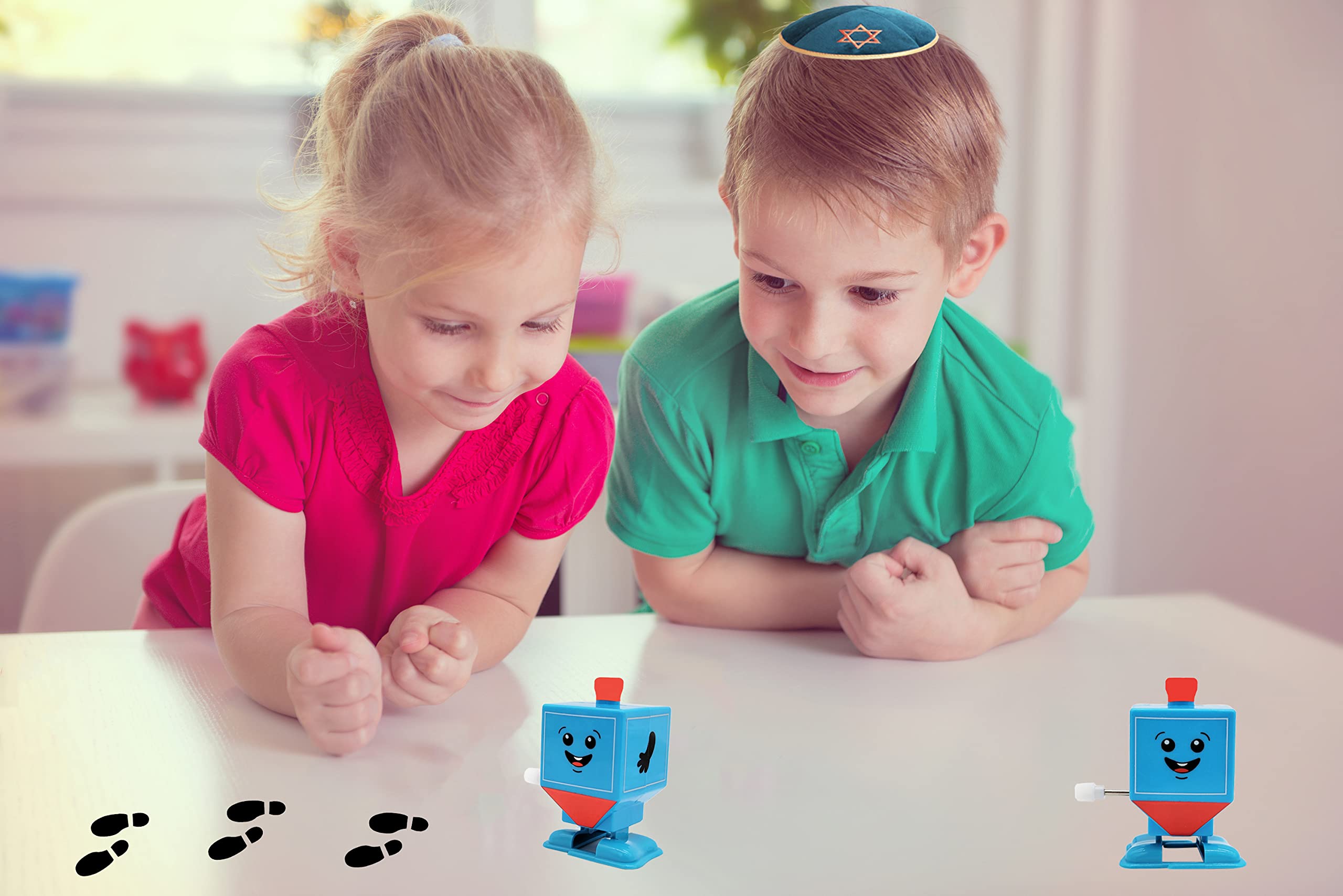 The Dreidel Company 3-Pack Hanukkah Wind-Up and Watch Him Walk-Jump Dreidel, Chanukah Party Favors, Novelty Toys for Boys and Girls - Image 3