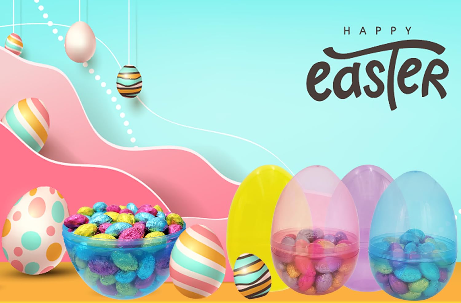 The Dreidel Company 8 Inch Massive Translucent Easter Eggs (2 Pack) Colorful Bright Plastic Easter Eggs, Perfect For Easter Egg Hunt, Surprise Egg, Easter Hunt, 8" Giant Fillable Eggs (2-Pack) - Image 6