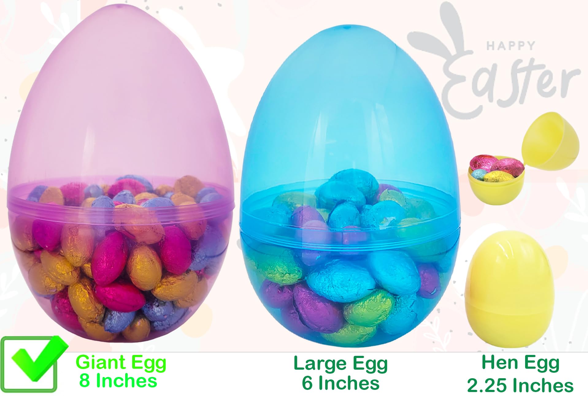 The Dreidel Company 8 Inch Massive Translucent Easter Eggs (2 Pack) Colorful Bright Plastic Easter Eggs, Perfect For Easter Egg Hunt, Surprise Egg, Easter Hunt, 8" Giant Fillable Eggs (2-Pack) - Image 7