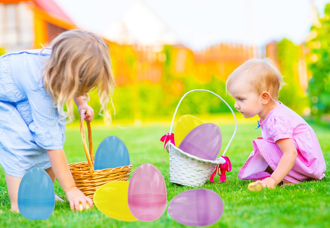 The Dreidel Company 8 Inch Massive Translucent Easter Eggs (2 Pack) Colorful Bright Plastic Easter Eggs, Perfect For Easter Egg Hunt, Surprise Egg, Easter Hunt, 8" Giant Fillable Eggs (2-Pack) - Image 8