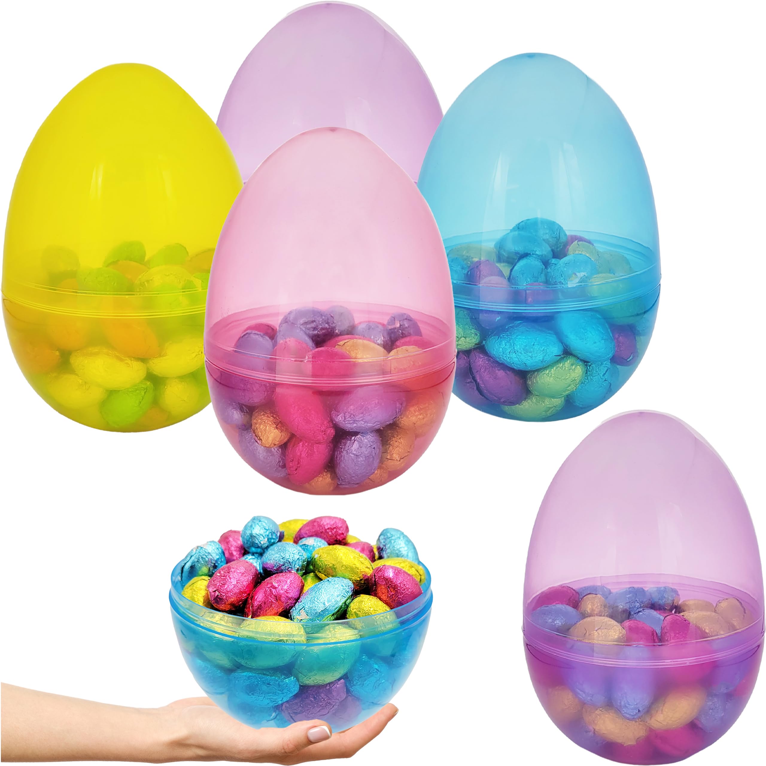 The Dreidel Company 8 Inch Massive Translucent Easter Eggs (2 Pack) Colorful Bright Plastic Easter Eggs, Perfect For Easter Egg Hunt, Surprise Egg, Easter Hunt, 8" Giant Fillable Eggs (2-Pack) - Image 9