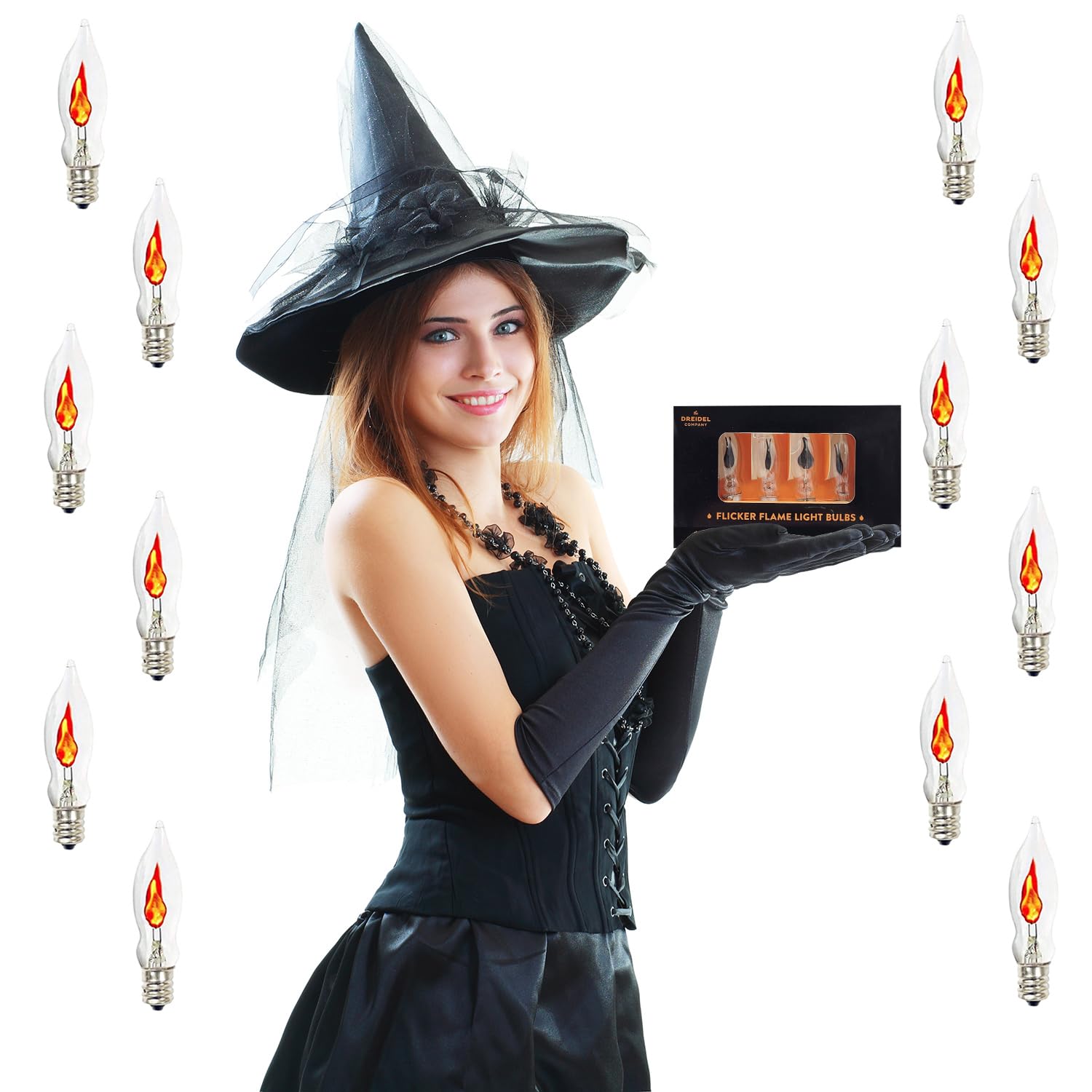 The Dreidel Company Flicker Flame Shaped Light Bulbs, E12 Replacement Bulbs, Dances with a Flickering Orange Glow, 1 Watt Bulb, 120 Volt (6-Pack) - Image 3