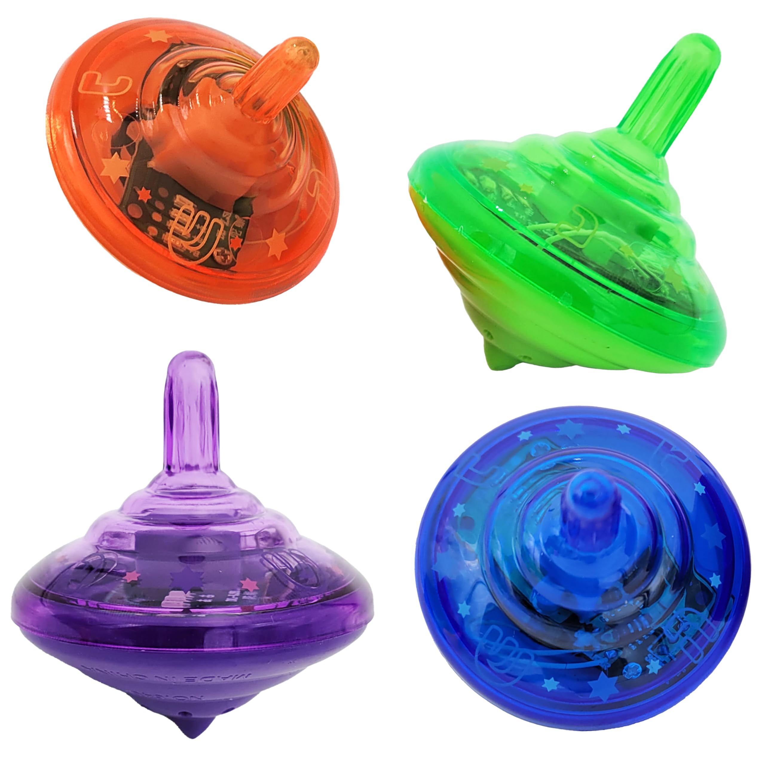The Dreidel Company Four Hanukkah Musical Light-Up Dreidel Spinning Tops Set, Plays 2 Classic Hanukkah Songs, Assorted Colors (4-Pack) - Image 3