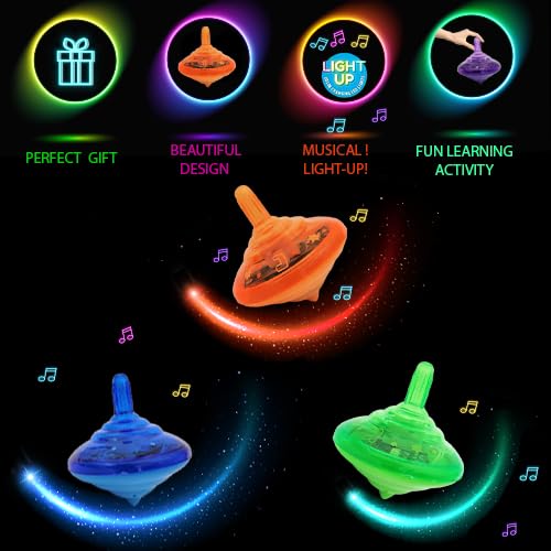 The Dreidel Company Four Hanukkah Musical Light-Up Dreidel Spinning Tops Set, Plays 2 Classic Hanukkah Songs, Assorted Colors (4-Pack) - Image 4