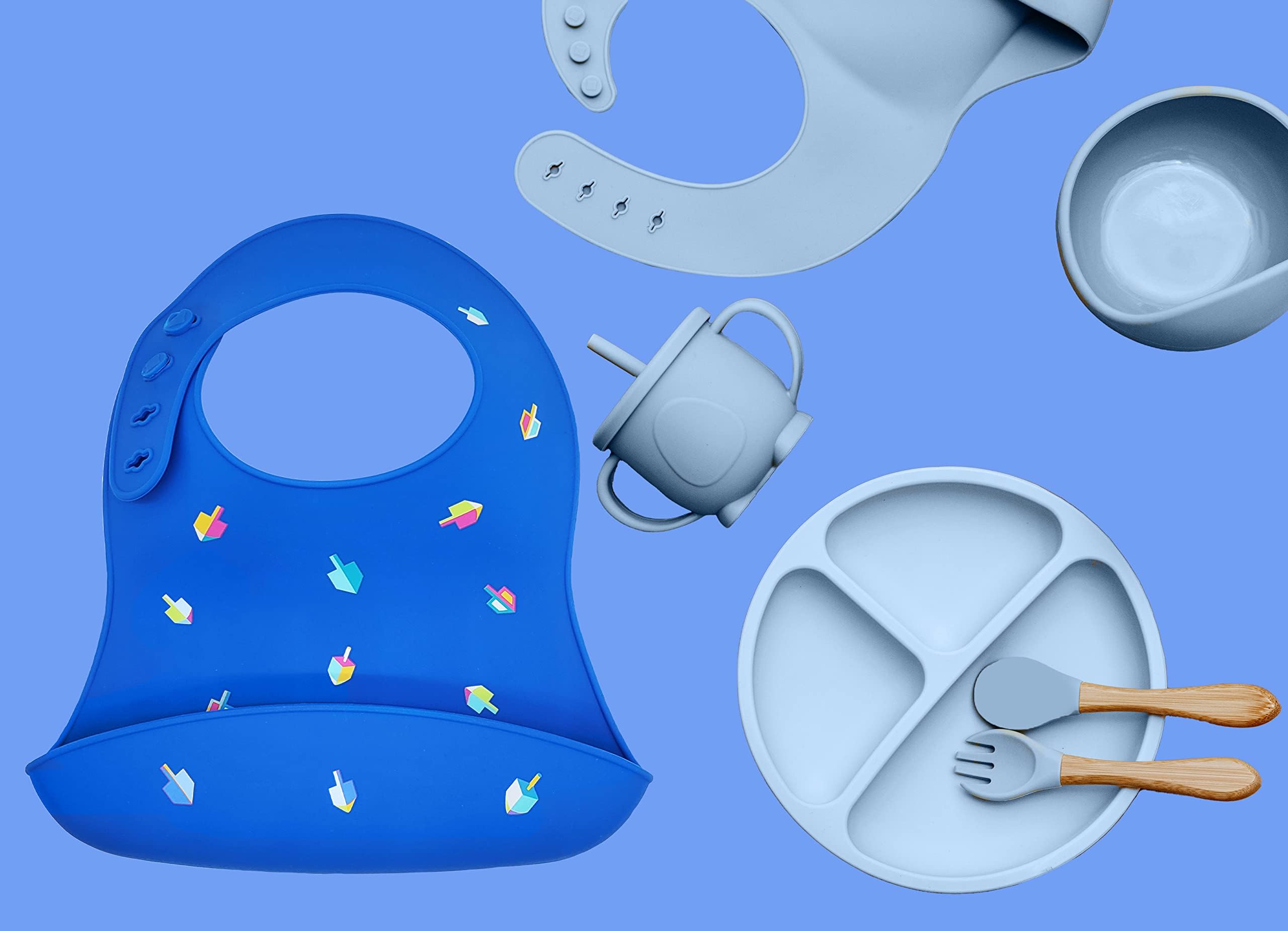 The Dreidel Company Hanukkah Baby Bib Silicone, Cute Baby Bibs for Babies & Toddlers, Unisex, Non Messy - Image 4