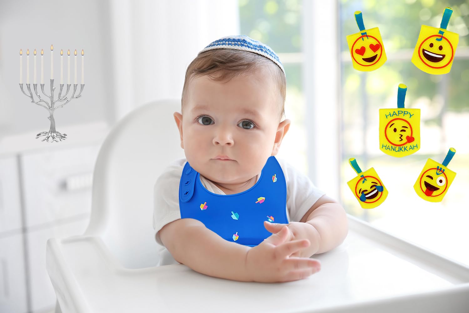 The Dreidel Company Hanukkah Baby Bib Silicone, Cute Baby Bibs for Babies & Toddlers, Unisex, Non Messy - Image 5
