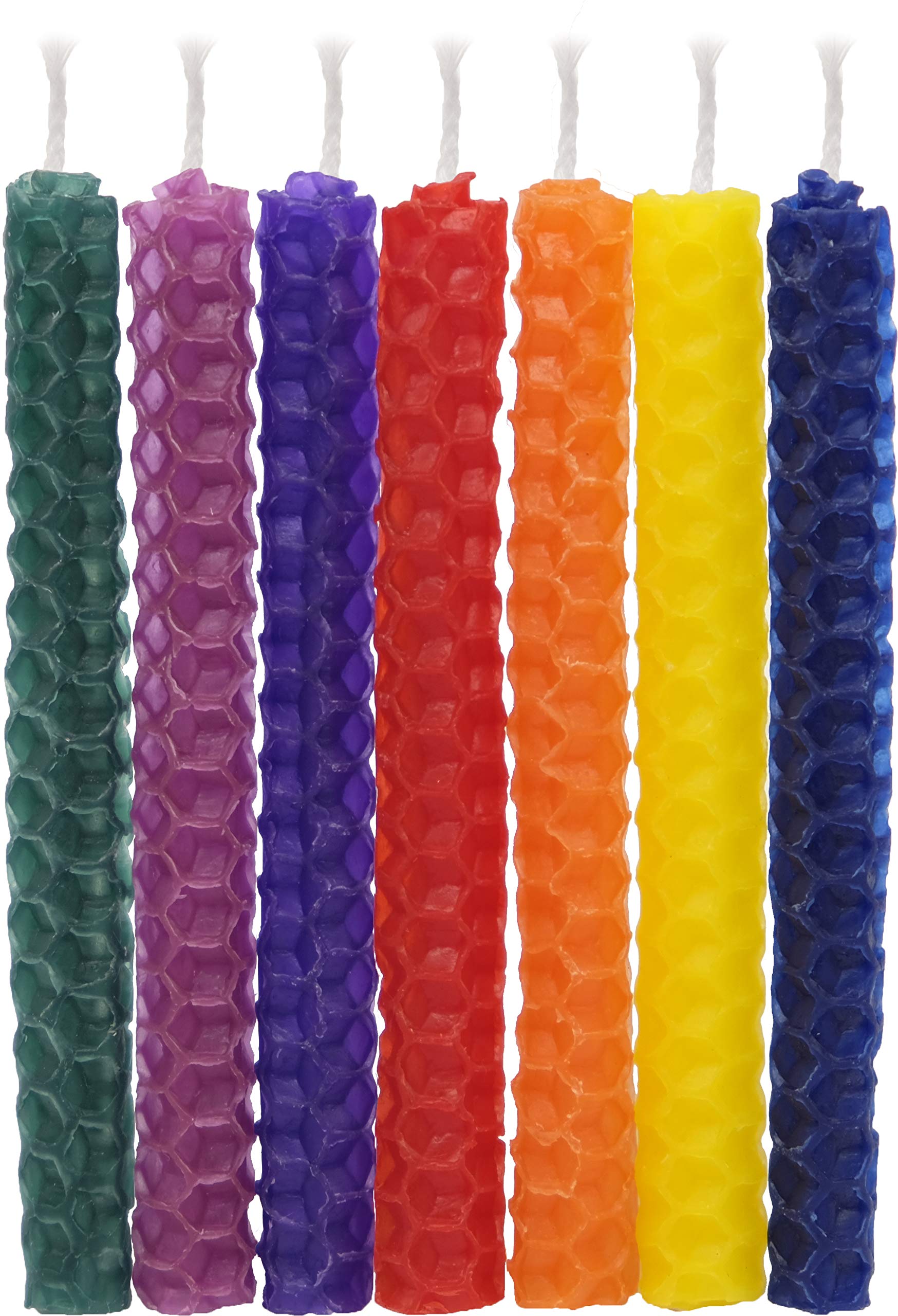 The Dreidel Company Hanukkah Candles Natural Multi-Color Honeycomb Beeswax, 4.5" - Image 3