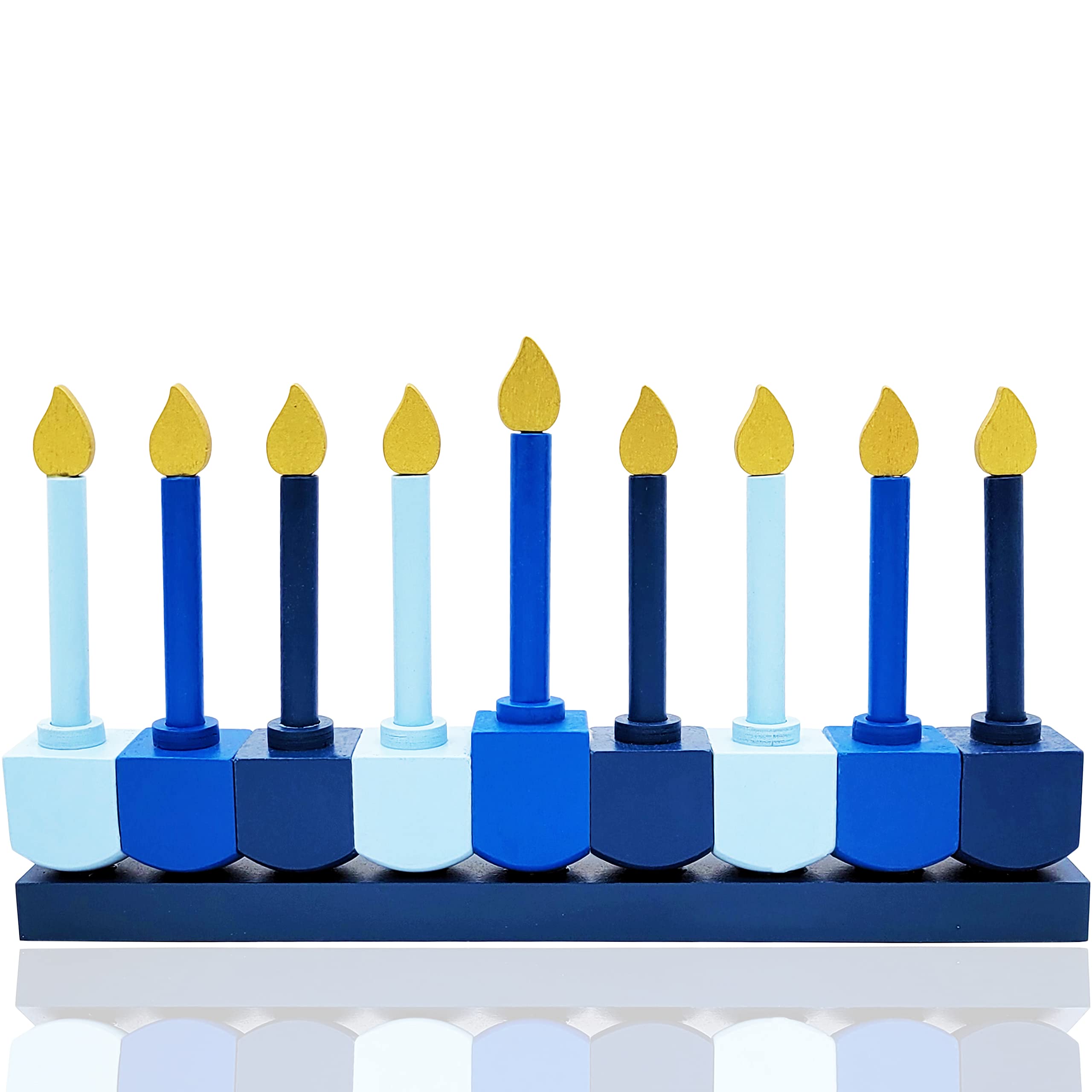The Dreidel Company Hanukkah Children's Wooden Chanukah Menorah, Dreidel Design with Removable Candles - Image 5