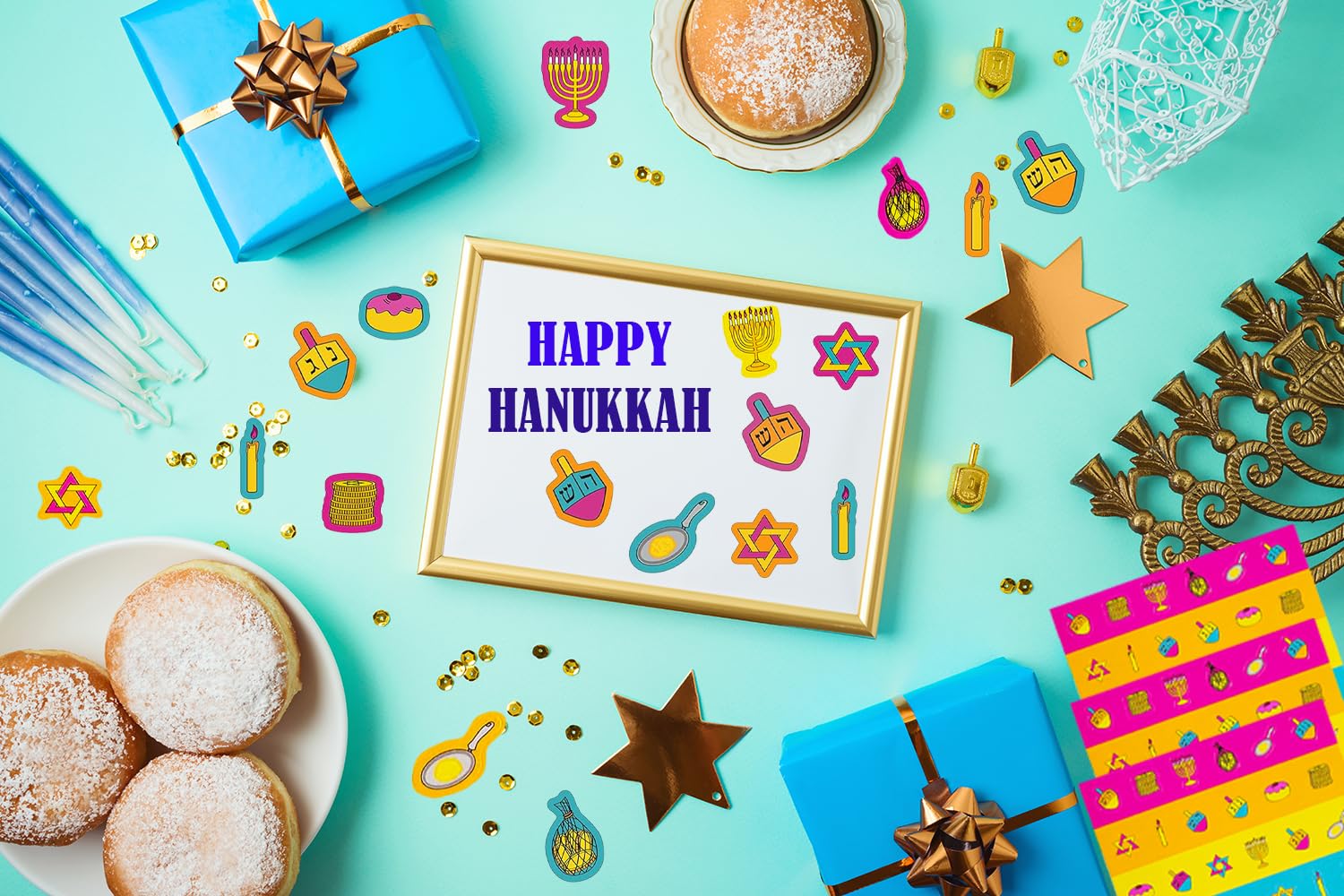 The Dreidel Company Hanukkah Sticker Pieces, Great for Arts and Crafts, Decoration, Party Favors, 1008 Stickers (Style 1) - Image 9