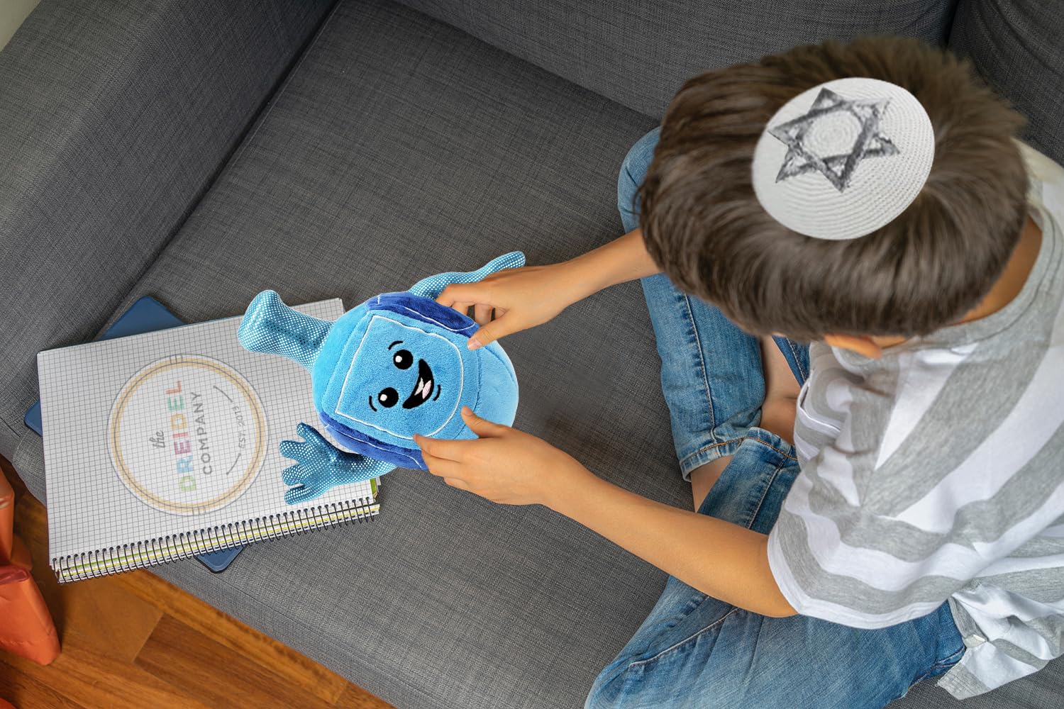 The Dreidel Company Kids Hanukkah Musical Plush Dreidel Plays 2 Hanukkah Songs, Stuffed Plushy Melodic Drydel Chanukah Spinning Top Toy Childrens Gift for Toddlers - Image 5