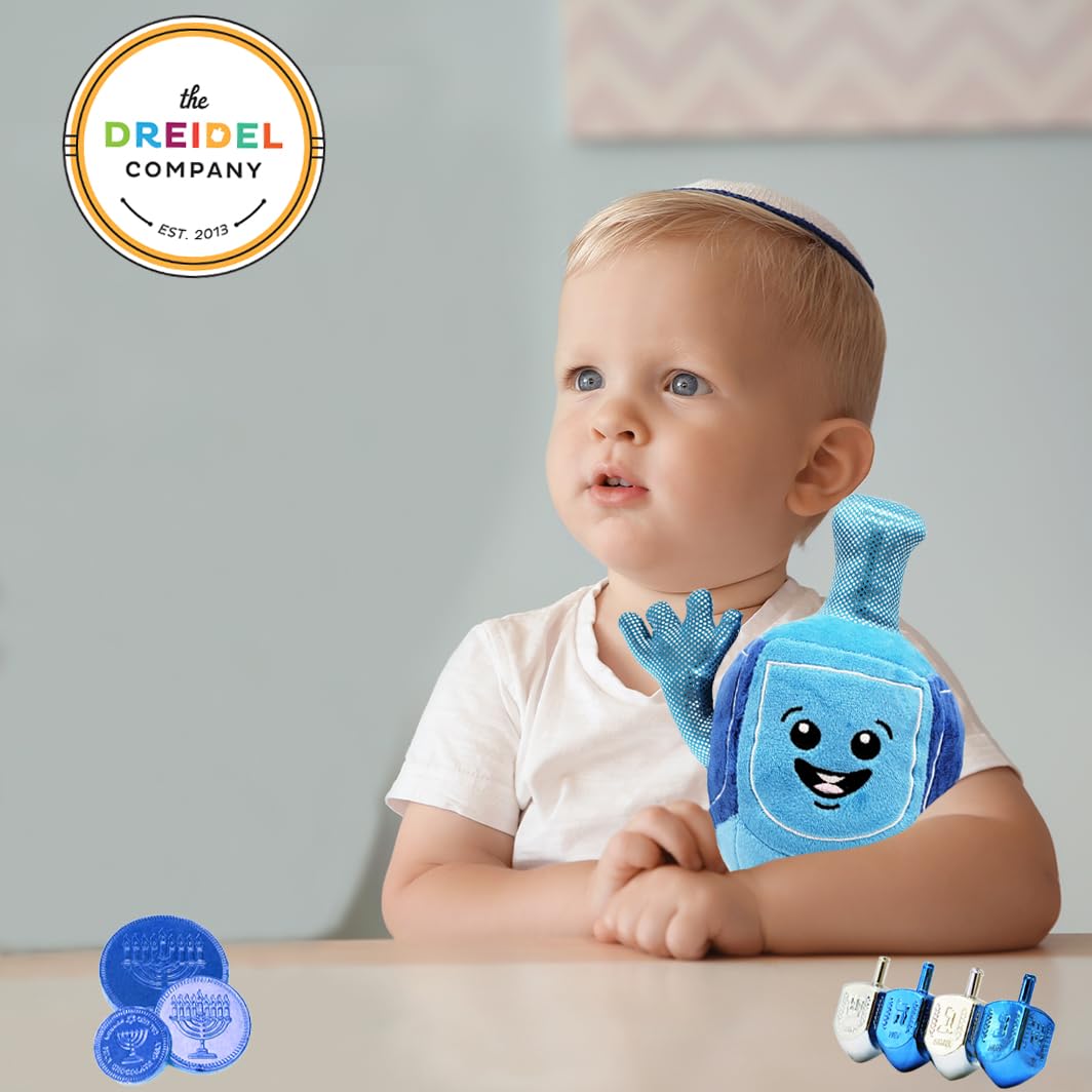 The Dreidel Company Kids Hanukkah Musical Plush Dreidel Plays 2 Hanukkah Songs, Stuffed Plushy Melodic Drydel Chanukah Spinning Top Toy Childrens Gift for Toddlers - Image 7