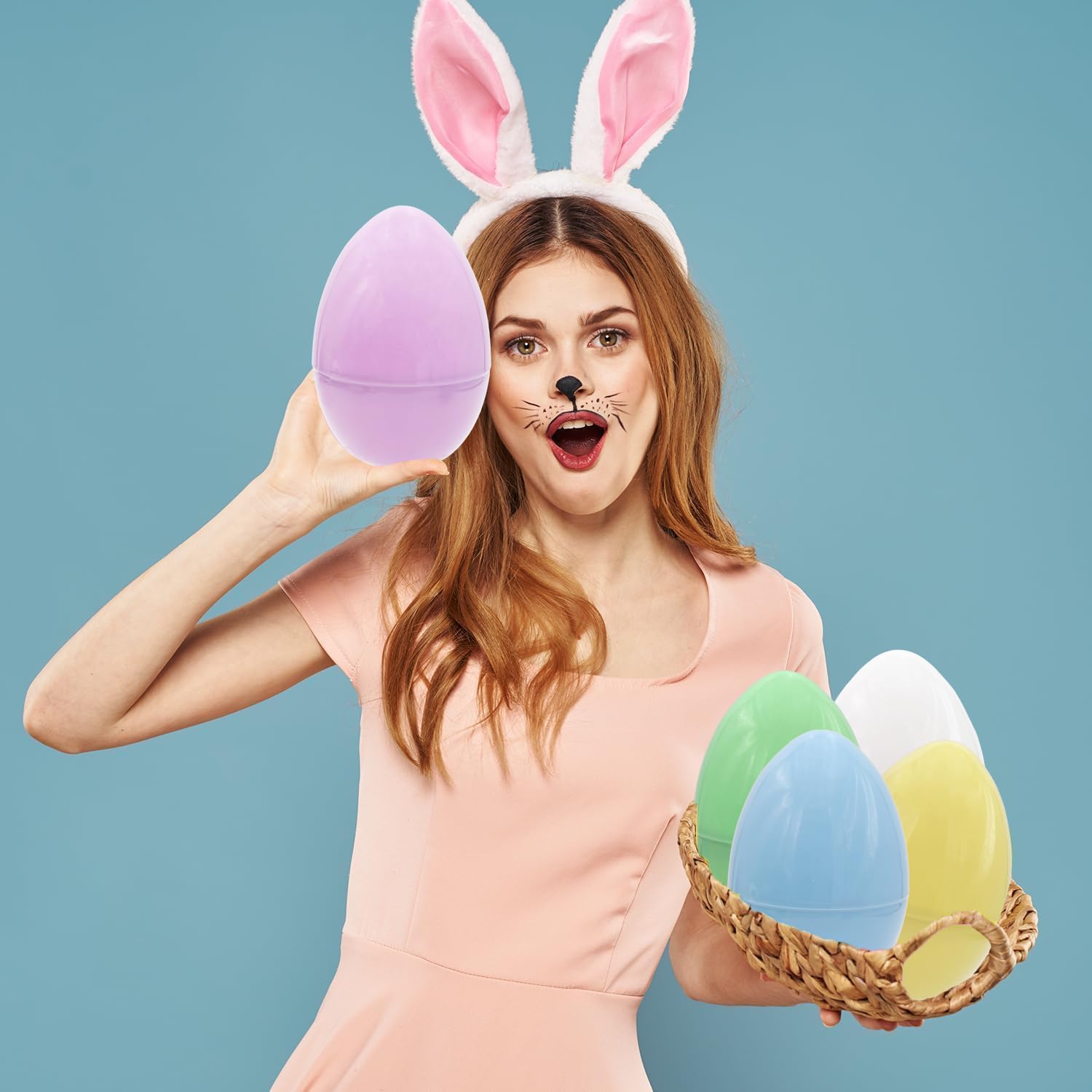 The Dreidel Company Massive Pastel Fillable Easter Eggs Colorful Bright Plastic Easter Eggs, Perfect For Easter Egg Hunt, Surprise Egg, Easter Hunt, 8" Giant Fillable Eggs (2-Pack) - Image 5