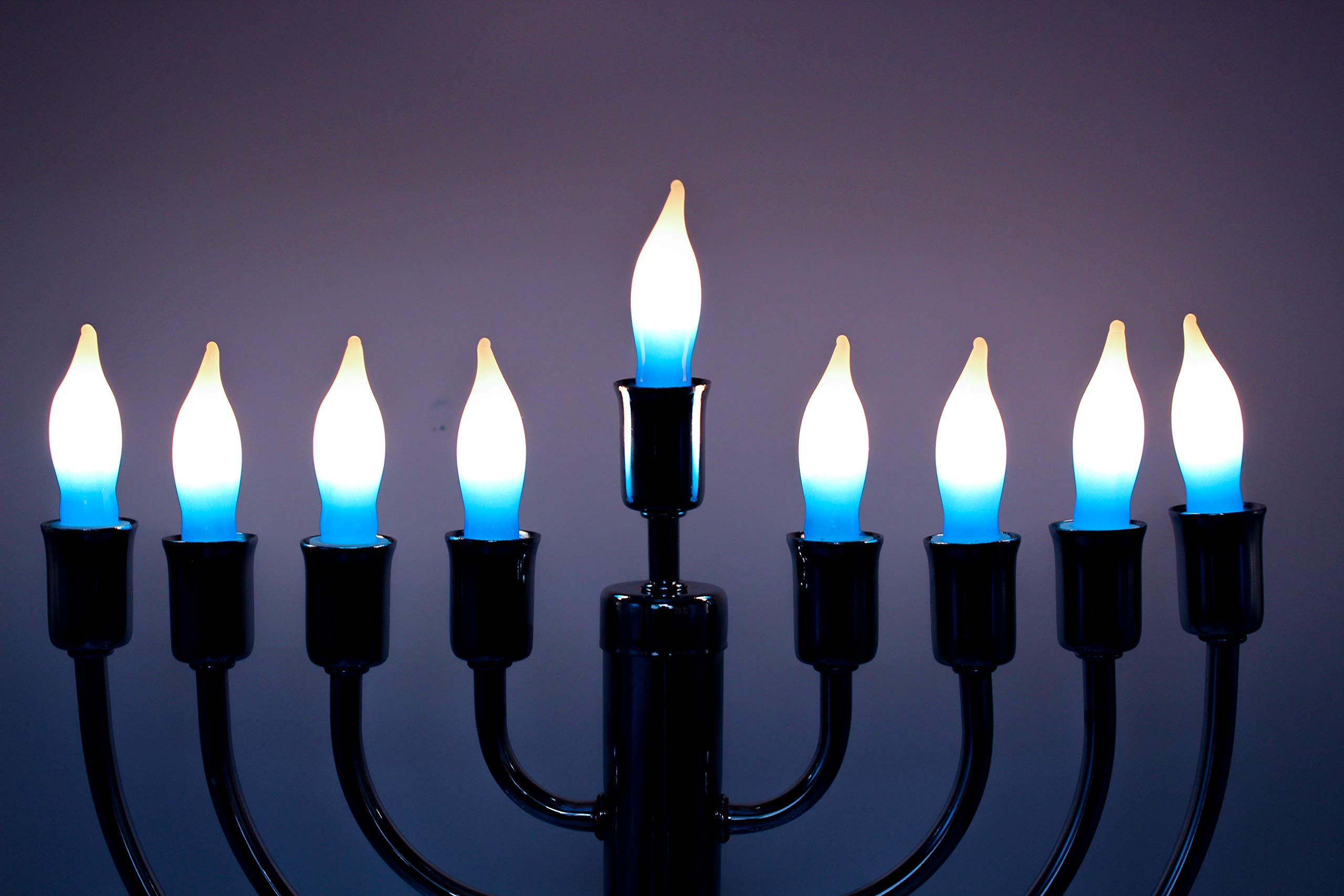 The Dreidel Company Menorah Bulbs, 10 Blue and White Electric Hanukkah Menorah Flame Shaped Replacement Bulbs - Image 4