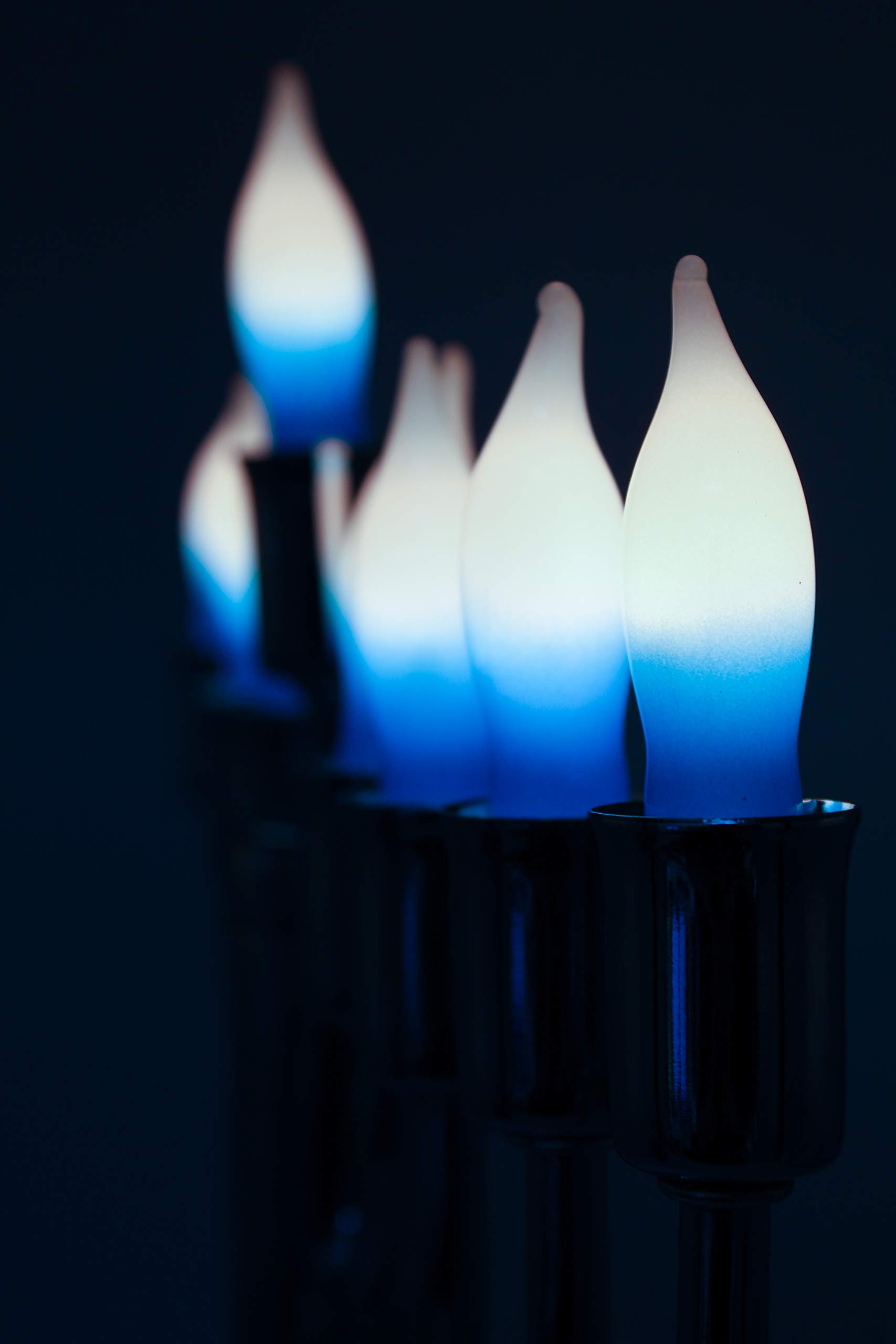 The Dreidel Company Menorah Bulbs, 10 Blue and White Electric Hanukkah Menorah Flame Shaped Replacement Bulbs - Image 5