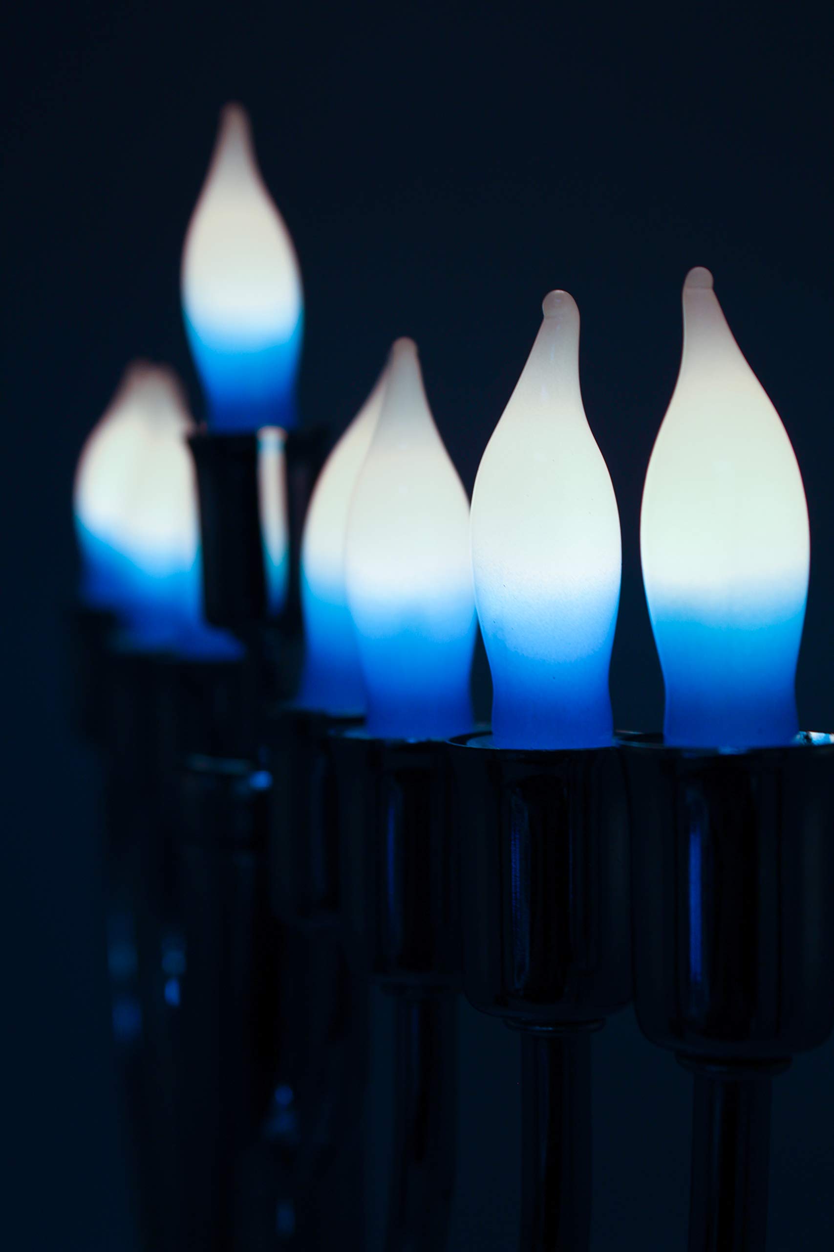The Dreidel Company Menorah Bulbs, 10 Blue and White Electric Hanukkah Menorah Flame Shaped Replacement Bulbs - Image 6