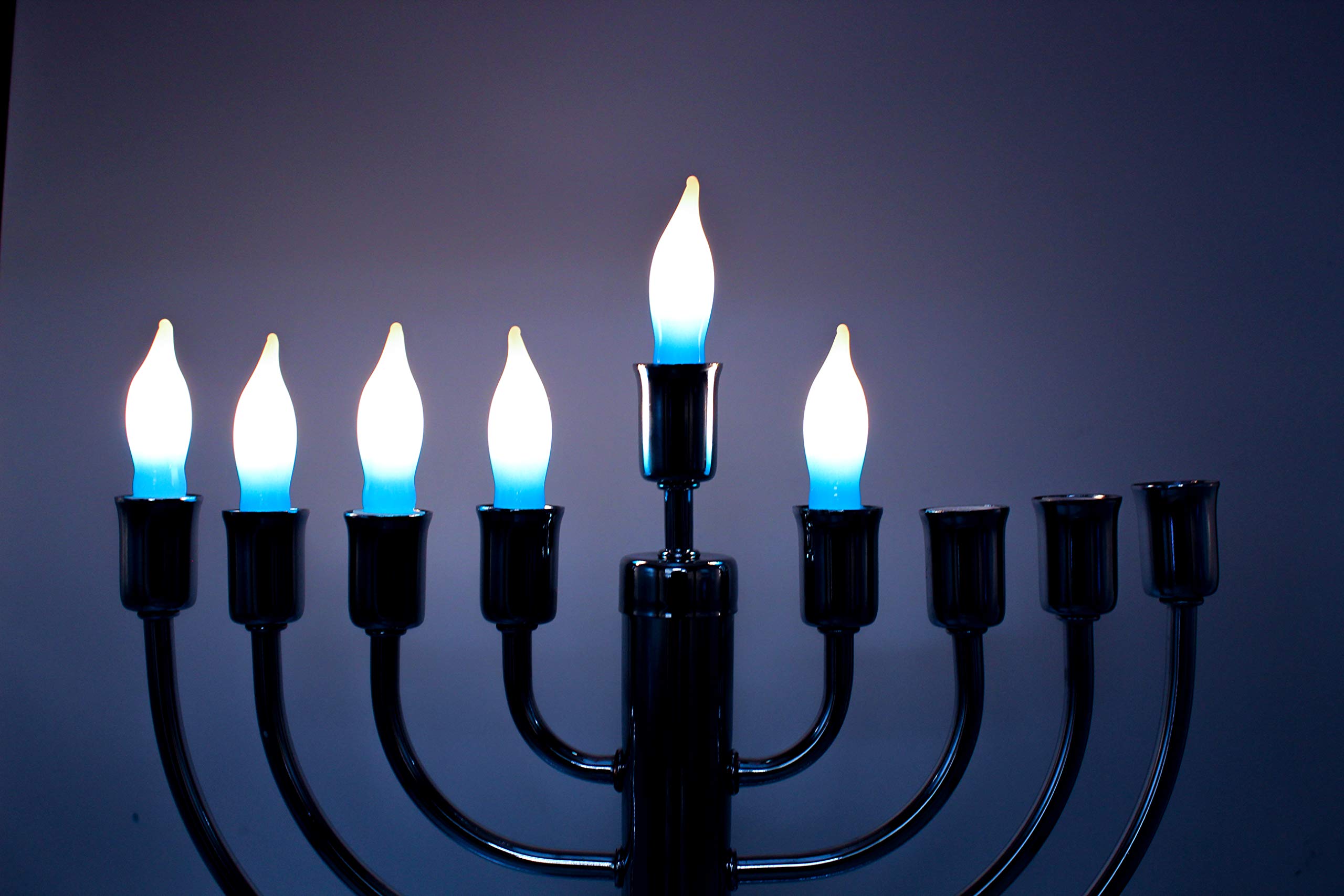 The Dreidel Company Menorah Bulbs, 10 Blue and White Electric Hanukkah Menorah Flame Shaped Replacement Bulbs - Image 7