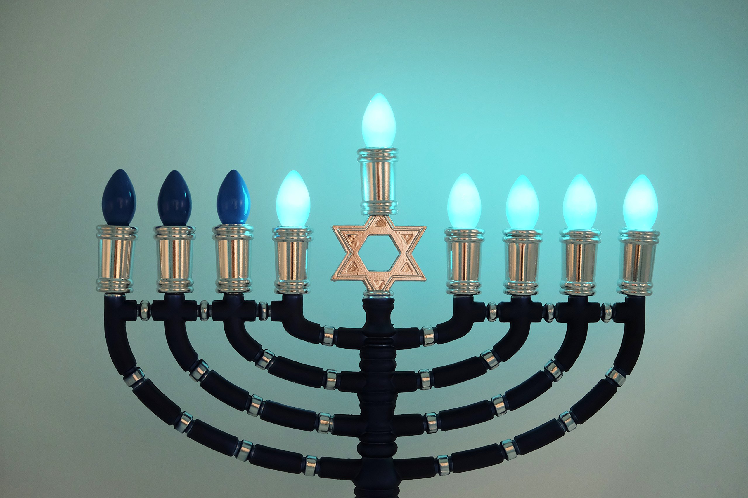 The Dreidel Company Menorah Bulbs Teal Blue Electric Menorah Flame Shaped Replacement Bulbs (9-Pack) - Image 3
