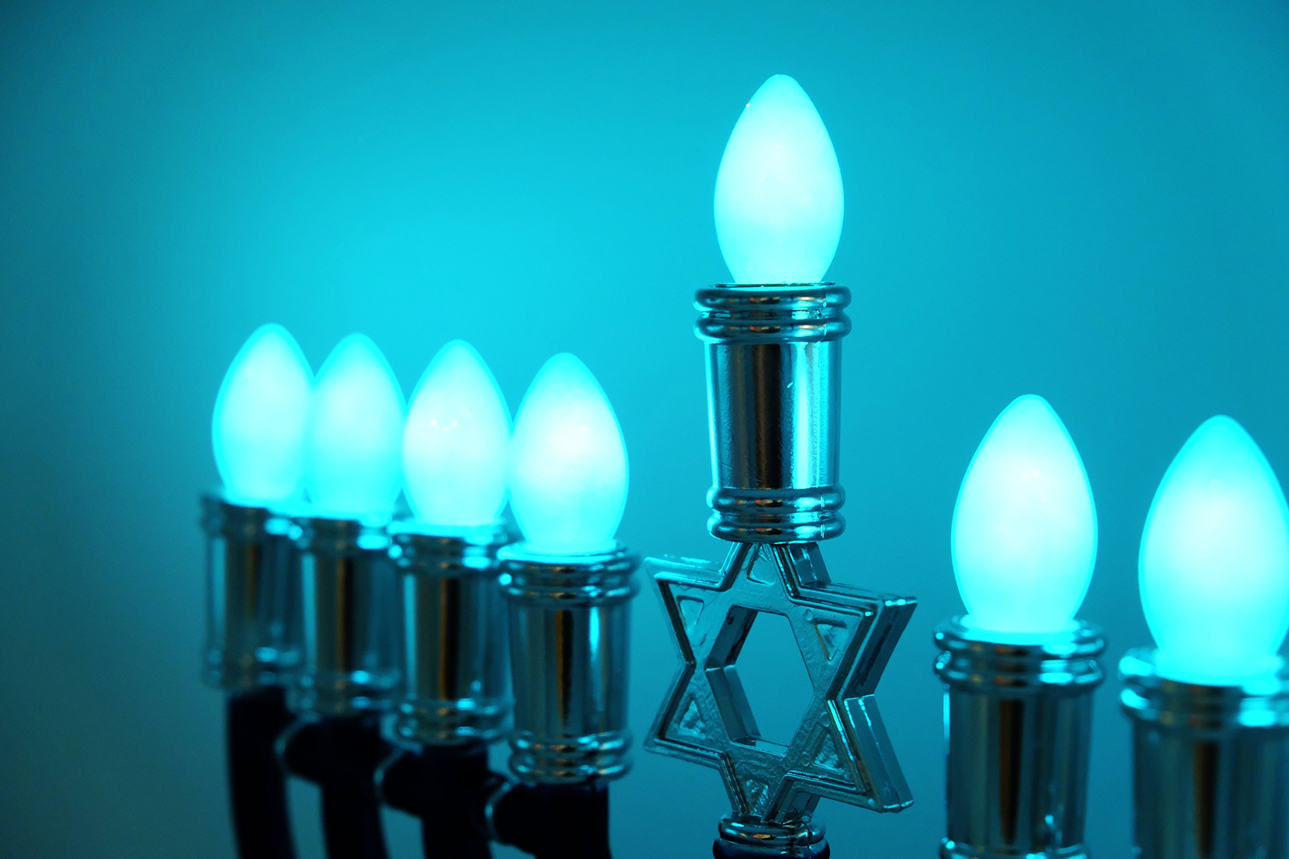 The Dreidel Company Menorah Bulbs Teal Blue Electric Menorah Flame Shaped Replacement Bulbs (9-Pack) - Image 4