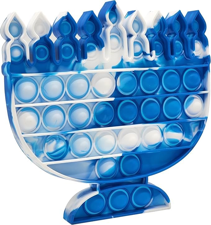 The Dreidel Company Menorah & Dreidel Set Poppit, Pop Fidget Toy Dreidel Menorah Popper Set (Blue & White, Single Set) - Image 7