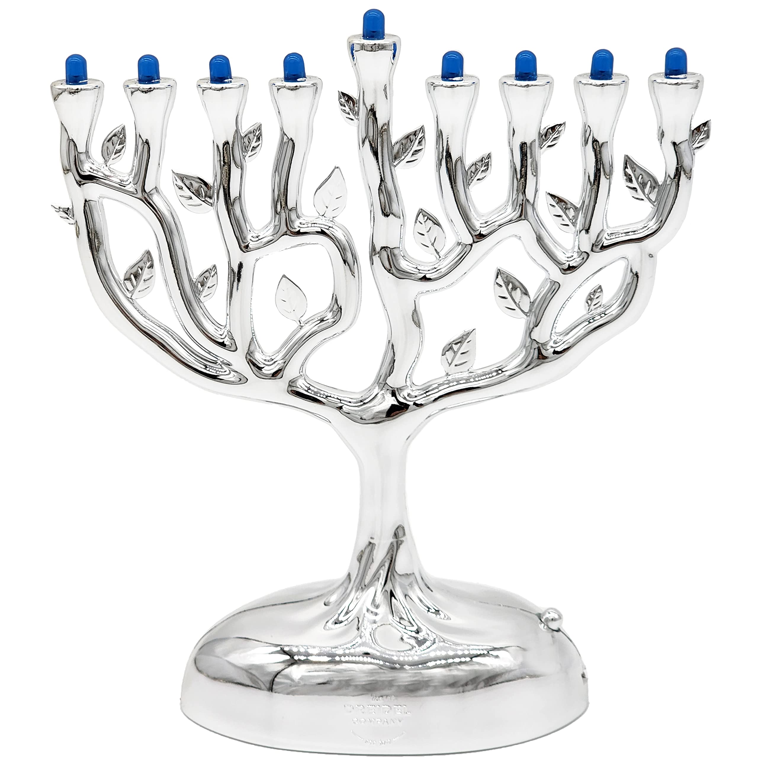 The Dreidel Company Metallic Silver Small Electric Menorah, Tree of Life Design Hanukkah Menorah, 6" Inch LED, Travel, Light It Anywhere! Batteries or USB Powered, Micro USB 4 Inch Cable Included - Image 3