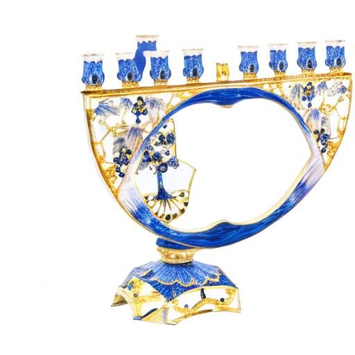 The Dreidel Company Meticulously Hand Painted Hanukkah Enamel Hamsa Menorah Artistic Candles Holder Fits All Standard Chanukah Candles- Menorah is 8 Inches High - Image 5