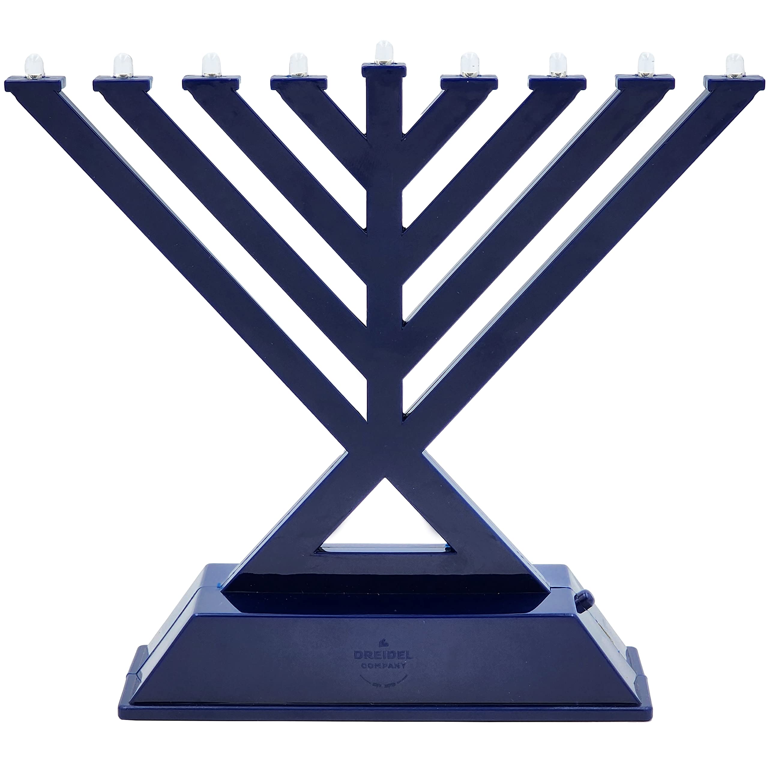 The Dreidel Company Mini Electric Menorah, Rambam Design Hanukkah Menorah, Led Travel Menora, Batteries Or USB Powered, Micro USB 4' Cable Included (Blue) - Image 3