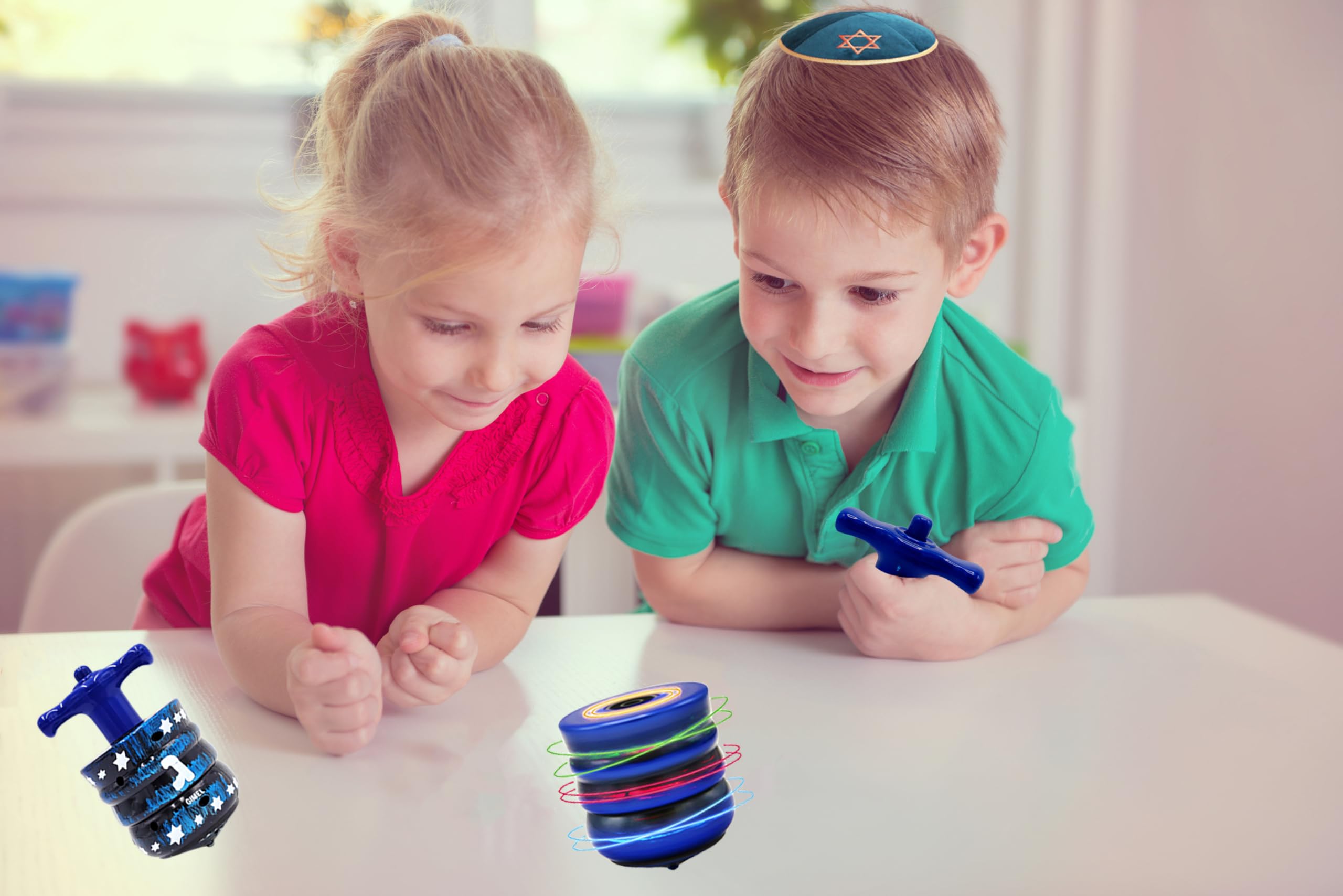 The Dreidel Company The Most Amazing Musical Light-Up Laser Dreidel for Chanukah/Hanukkah Fun Ages 3 & Up (2-Pack) - Image 6