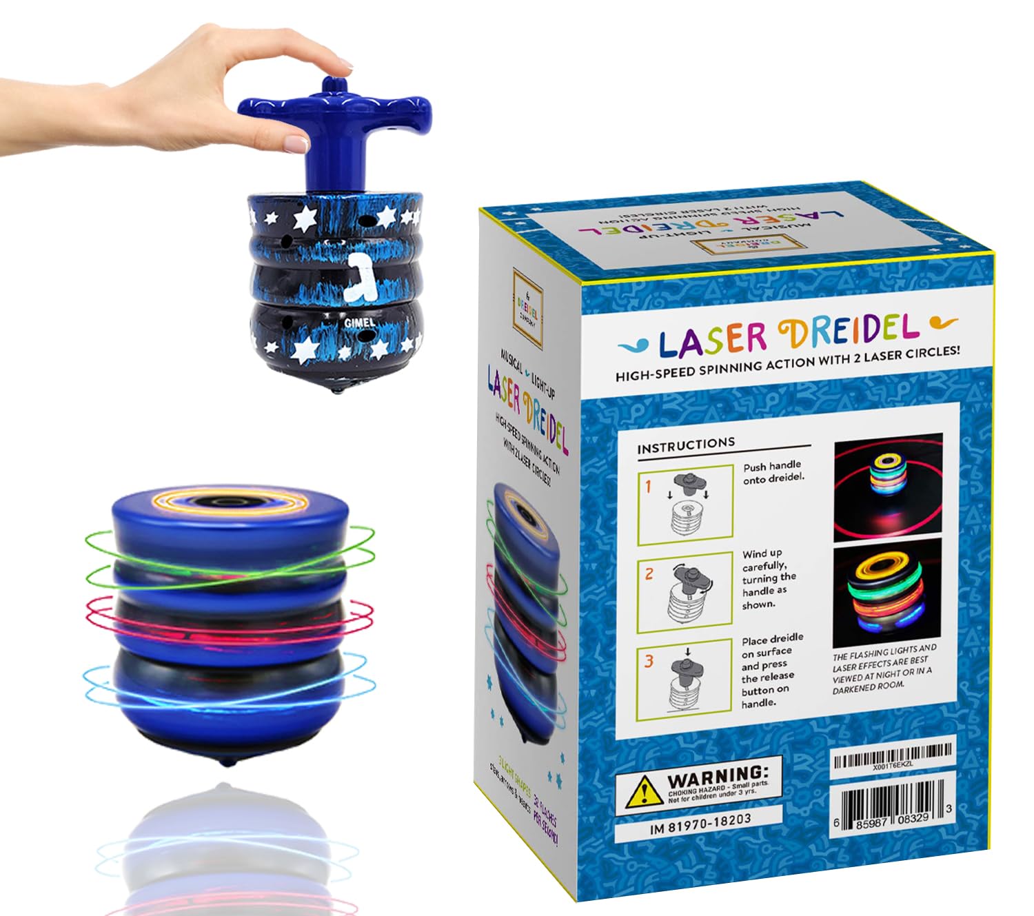 The Dreidel Company The Most Amazing Musical Light-Up Laser Dreidel for Chanukah/Hanukkah Fun Ages 3 & Up (2-Pack) - Image 8