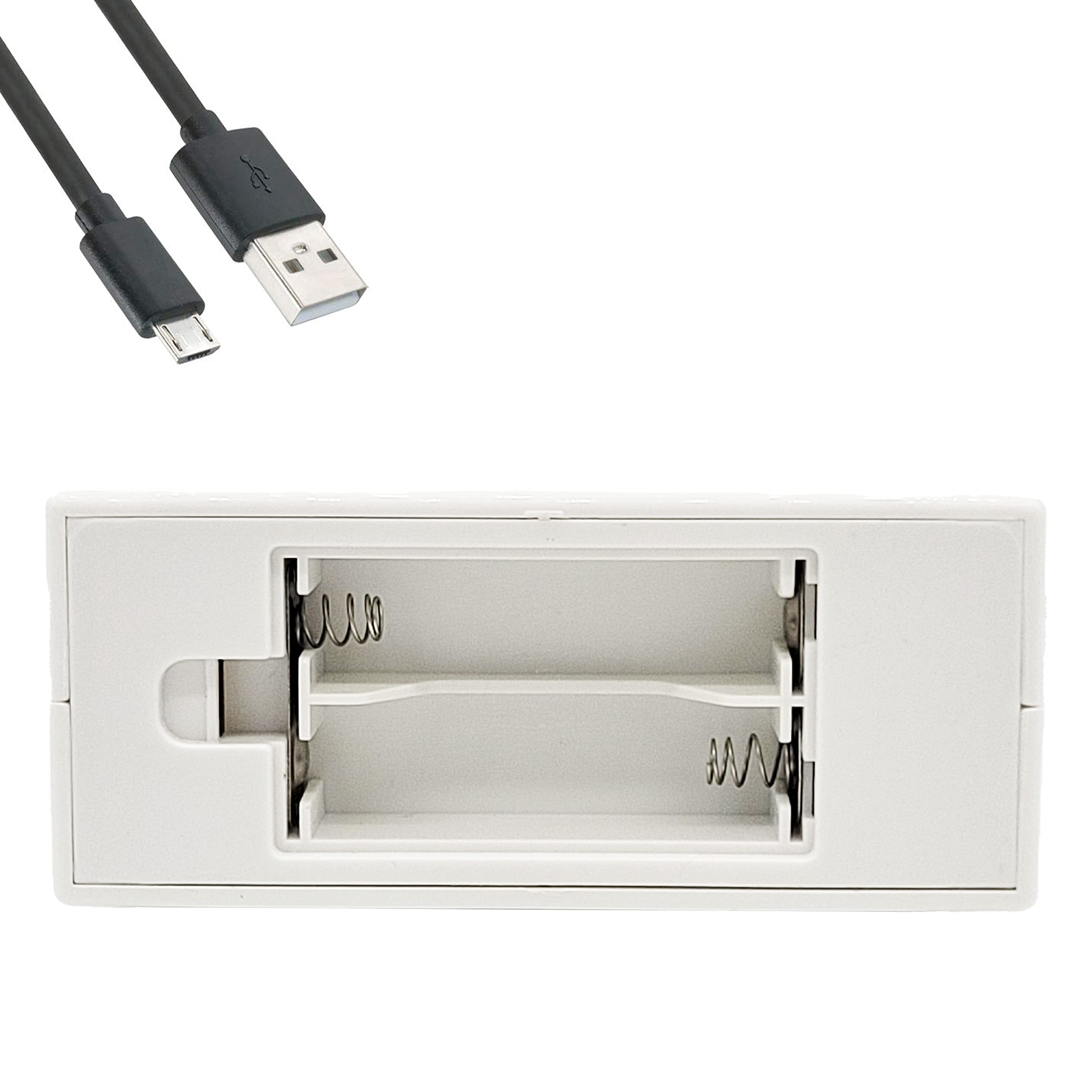 White Mini Electric Classic Menorah, Classic Hanukkah Menorah, 7.3" Inch LED Travel Menora, Batteries or USB Powered, Micro USB 4' Ft. Cable Included - Image 3