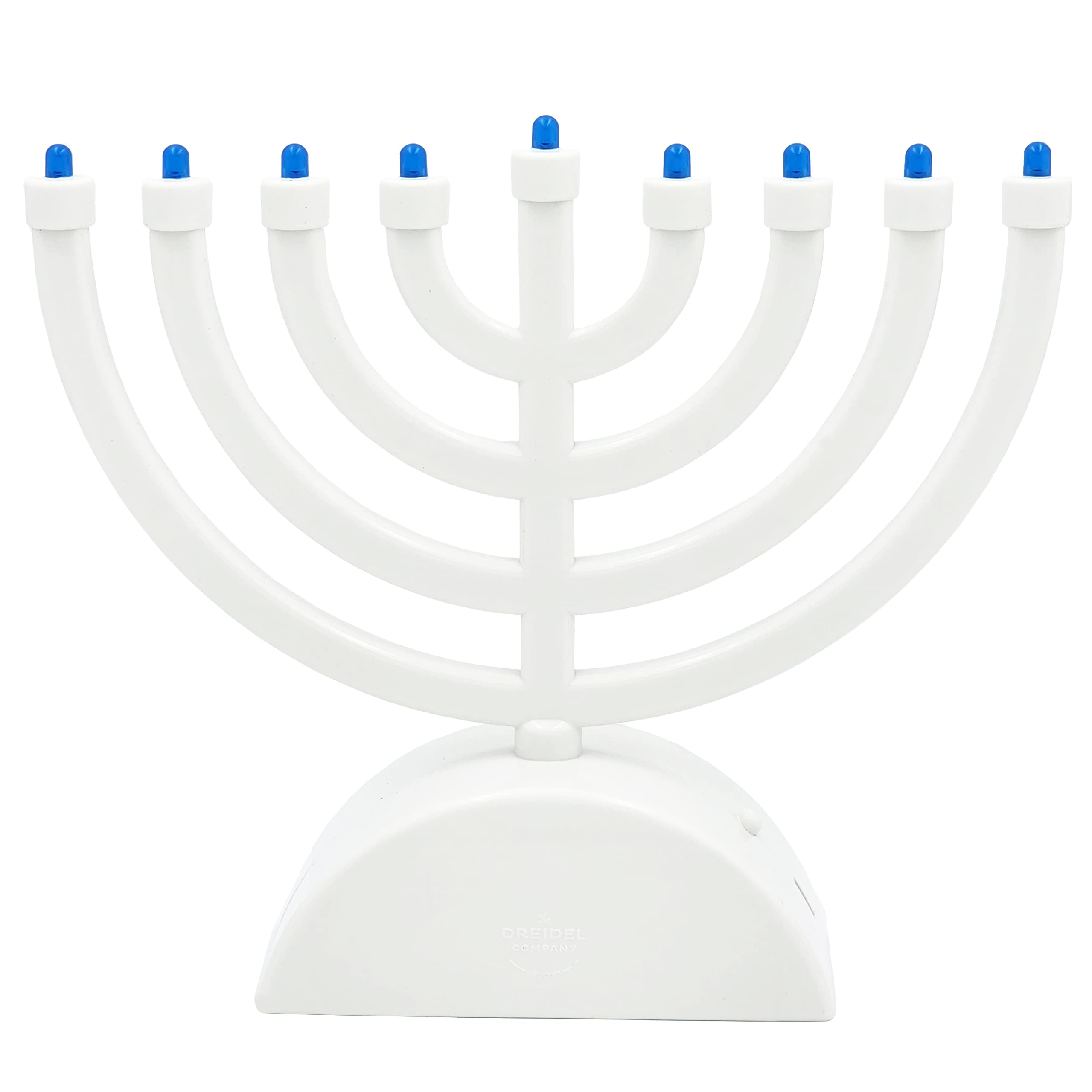 White Mini Electric Classic Menorah, Classic Hanukkah Menorah, 7.3" Inch LED Travel Menora, Batteries or USB Powered, Micro USB 4' Ft. Cable Included - Image 4